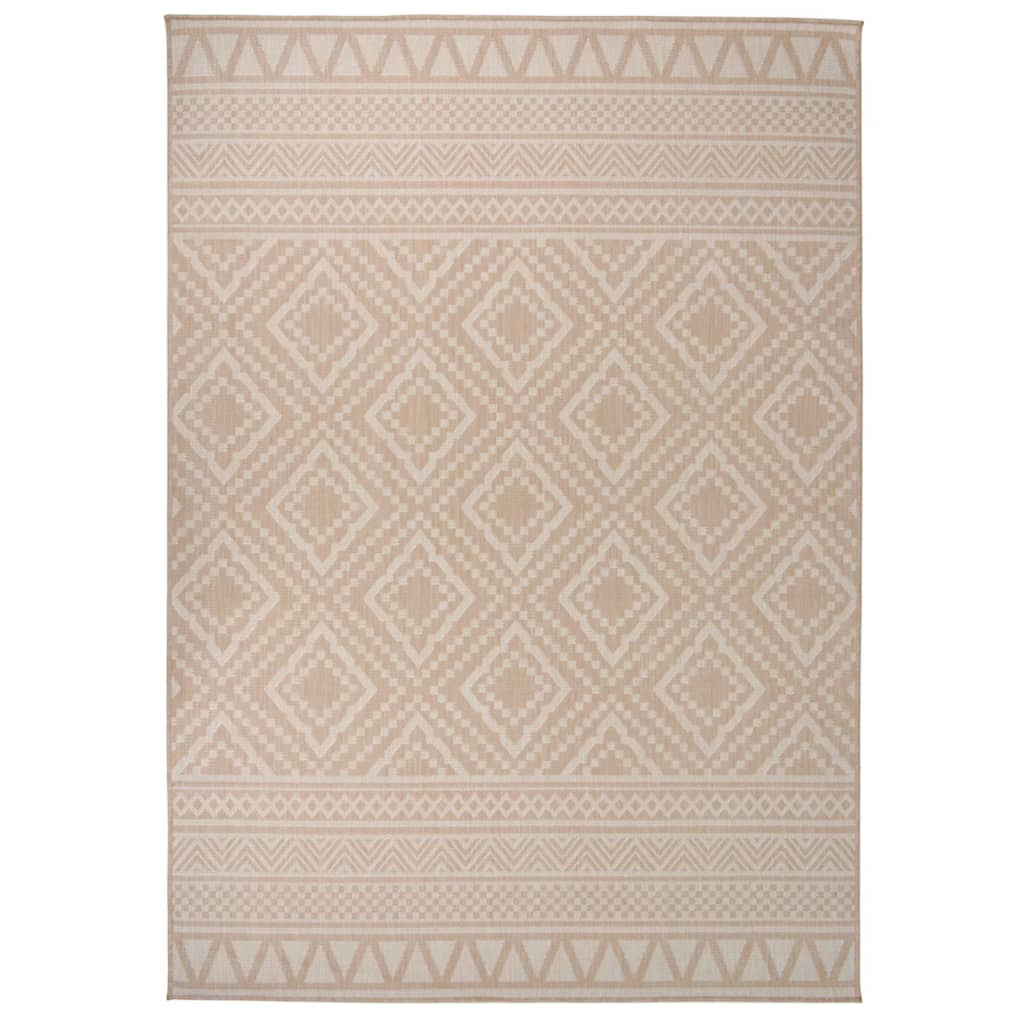 vidaXL Vonkajší koberec s plochým tkaním 140x200 cm hnedý pruhovaný