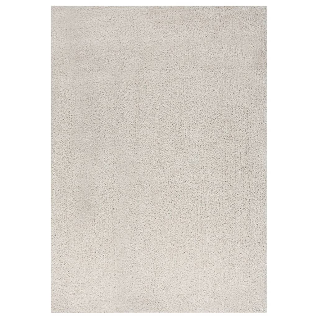 vidaXL Chlpatý koberec s vysokým vlasom krémový 120x170 cm