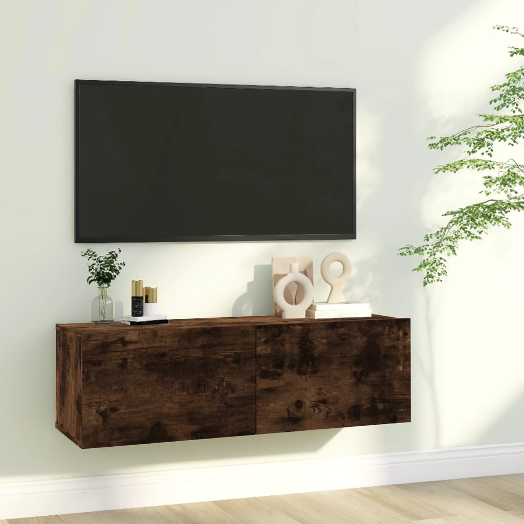vidaXL Nástenná TV skrinka údený dub 100x30x30 cm spracované drevo