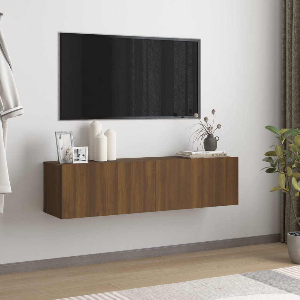 vidaXL Nástenná TV skrinka hnedý dub 120x30x30 cm spracované drevo