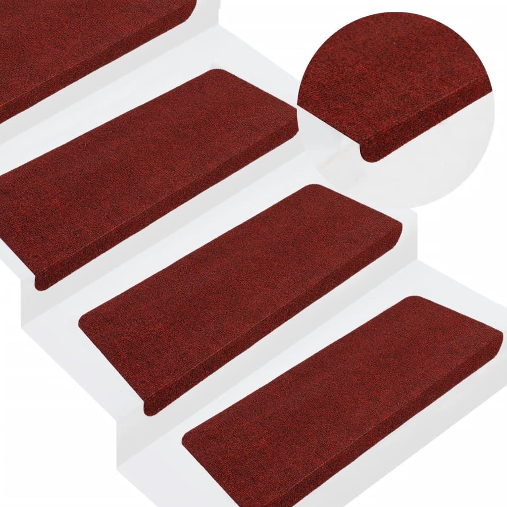 vidaXL Samolepiace nášľapy na schody 15 ks 65x24,5x3,5 cm červené