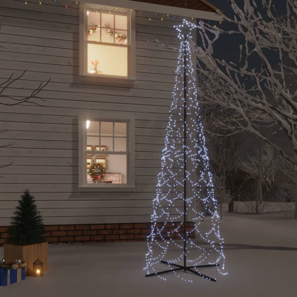 vidaXL Vianočný stromček kužeľ studené biele svetlo 500 LED 100x300 cm