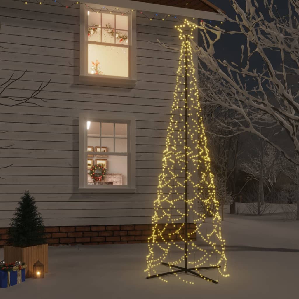 vidaXL Vianočný stromček kužeľ teplý biely 500 LED 100x300 cm