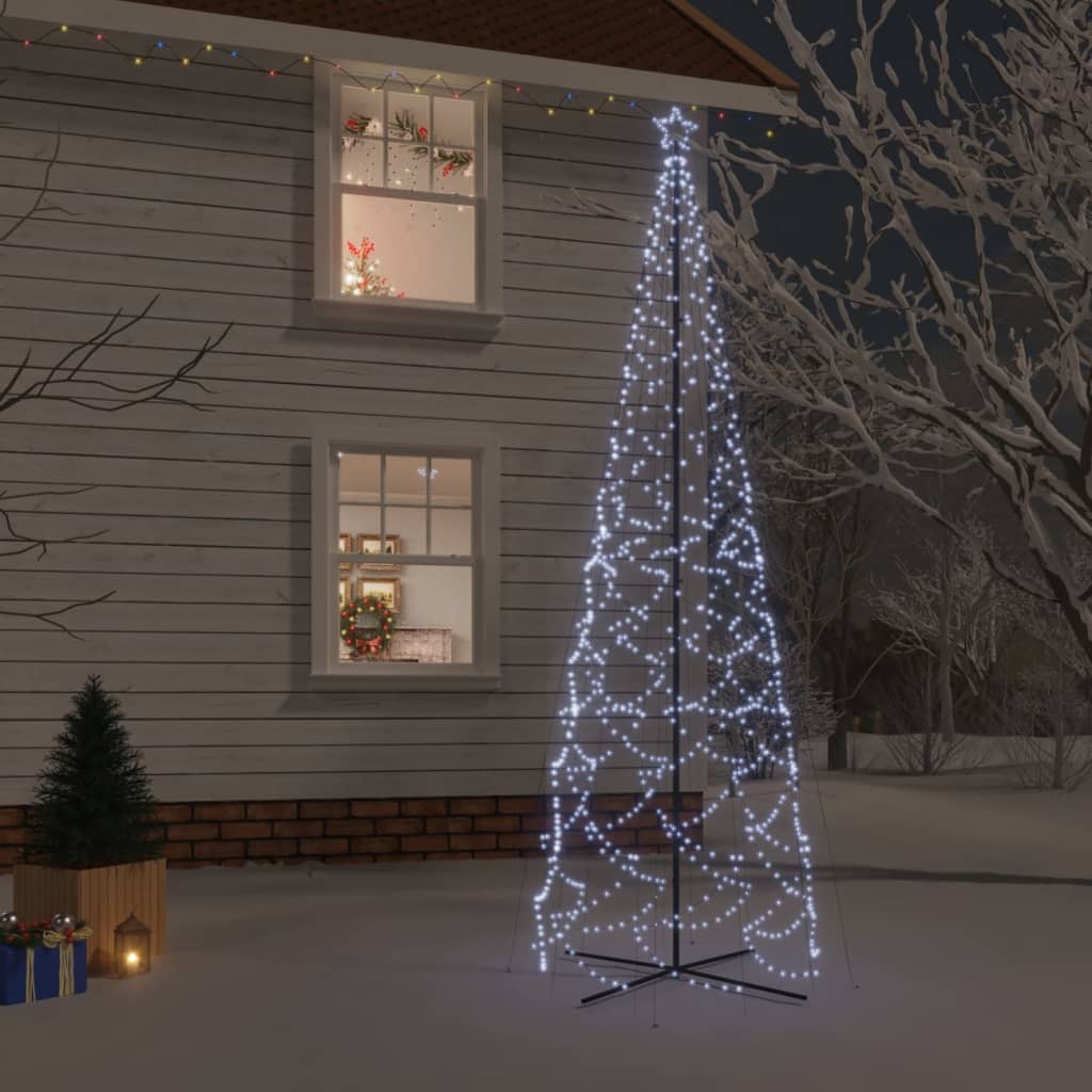 vidaXL Vianočný stromček kužeľ studený biely 1400 LED 160x500 cm