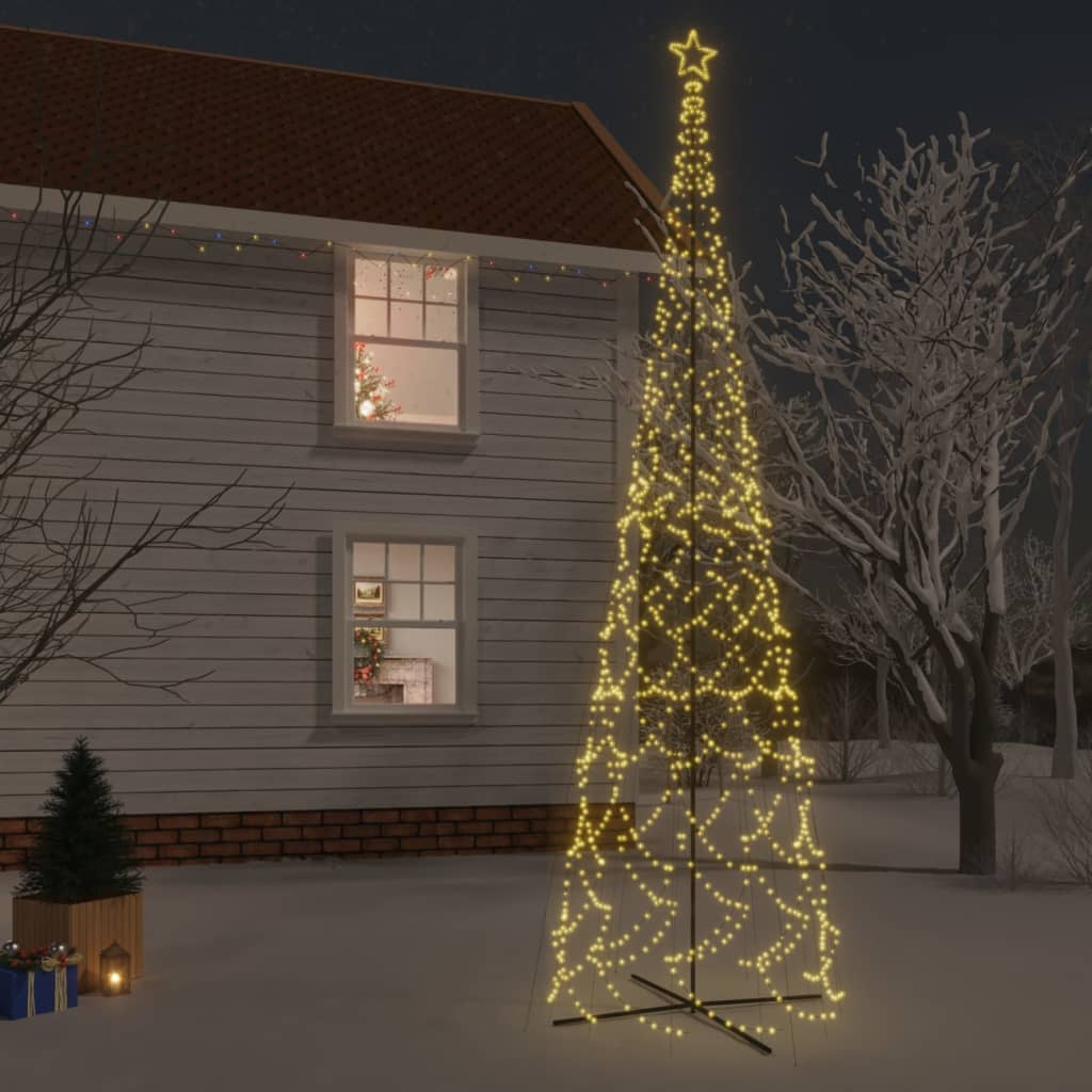 vidaXL Vianočný stromček kužeľ teplý biely 3000 LED 230x800 cm