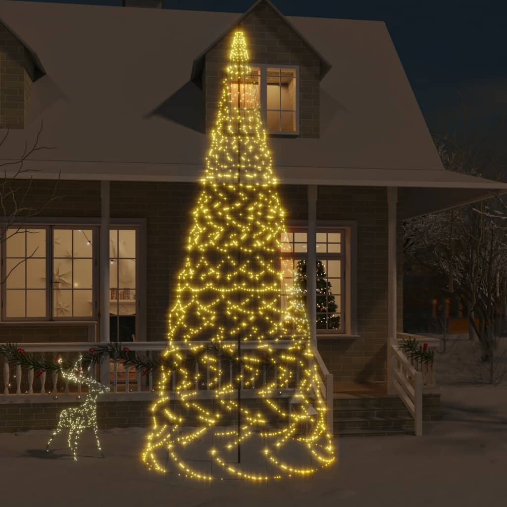 vidaXL Vianočný stromček na stožiari teplé biele svetlo 1400 LED 500cm