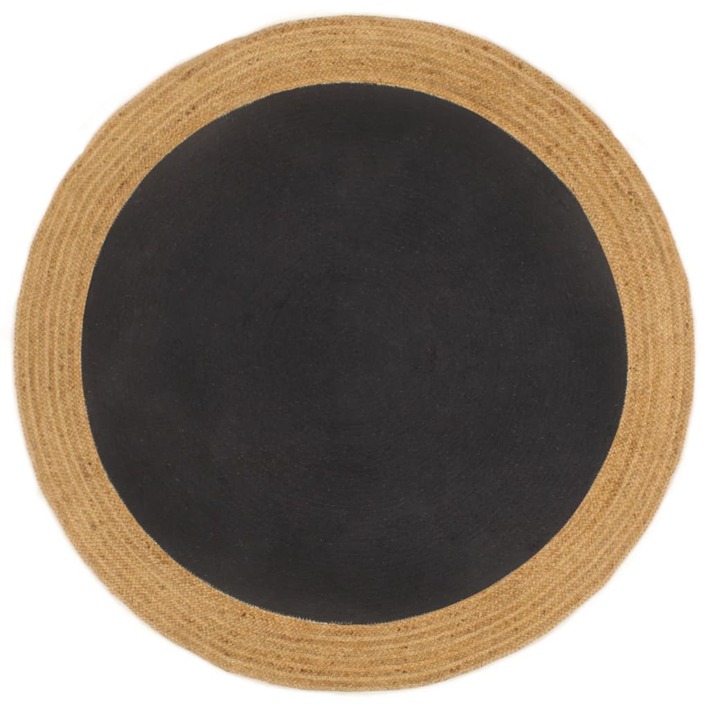 vidaXL Koberec pletený čierny a prírodný 90 cm juta a bavlna okrúhly