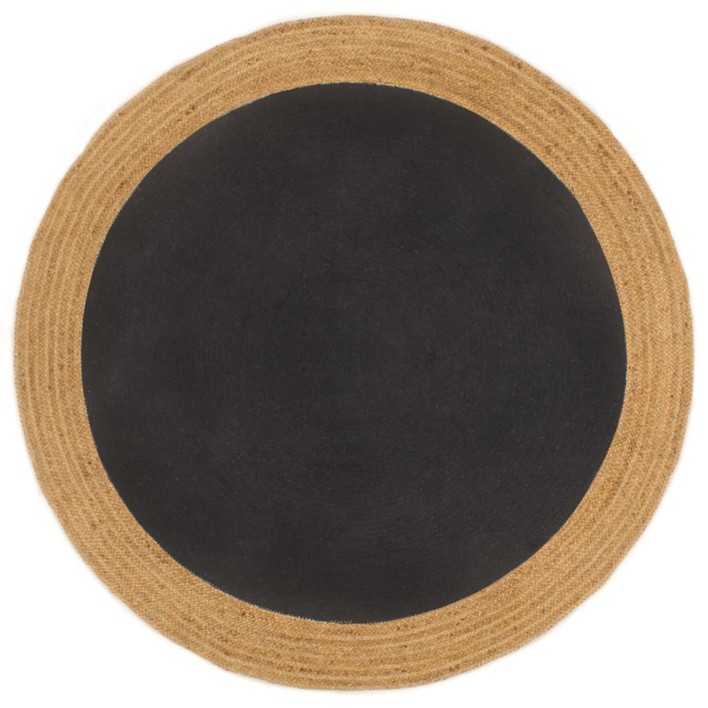 vidaXL Koberec pletený čierny a prírodný 120 cm juta a bavlna okrúhly