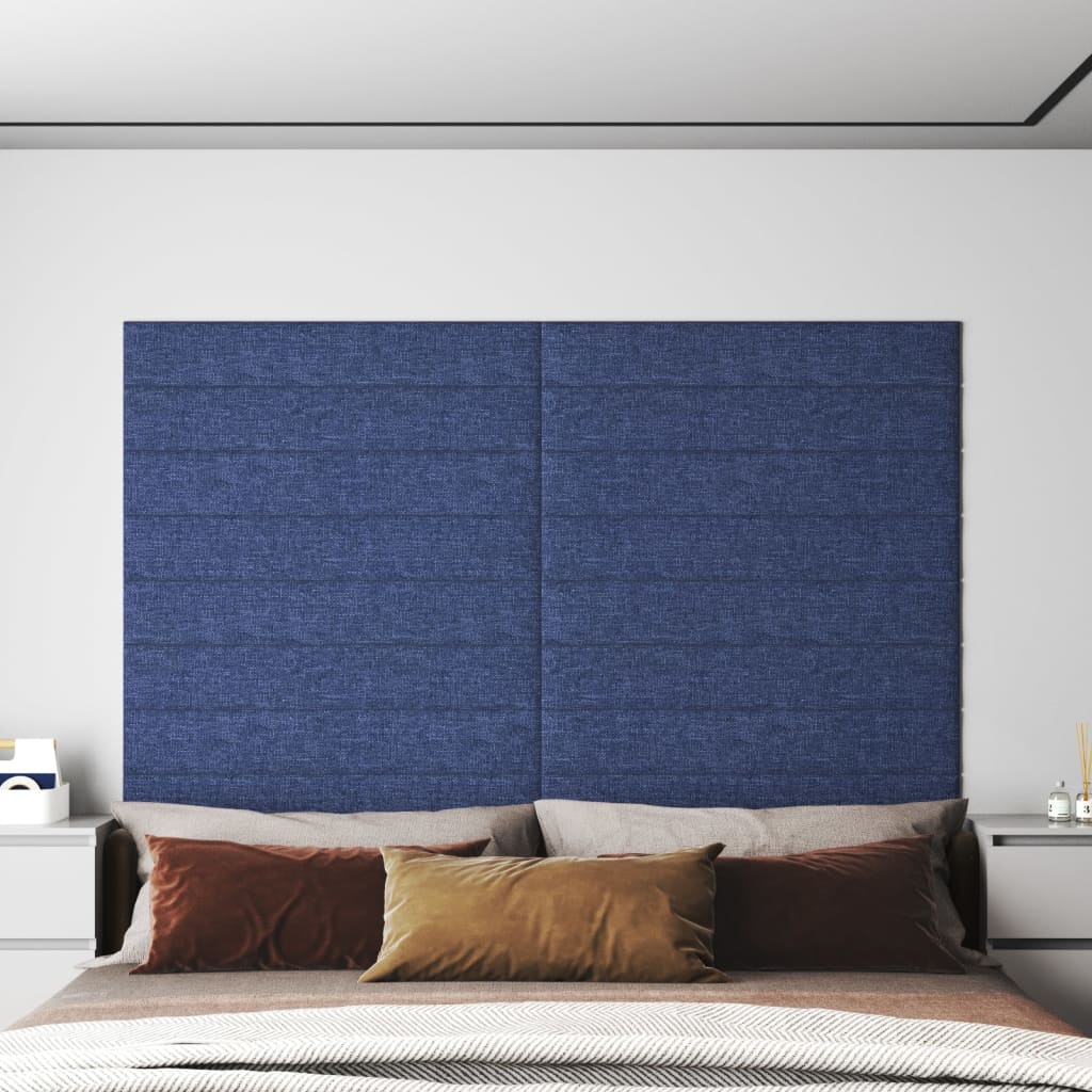 vidaXL Nástenné panely 12 ks modré 90x15 cm látka 1,62 m²