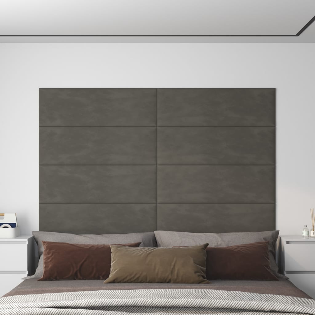 vidaXL Nástenné panely 12 ks tmavosivé 90x30 cm zamat 3,24 m²