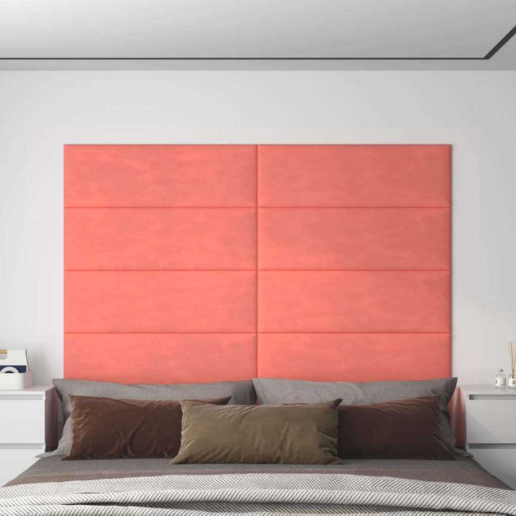 vidaXL Nástenné panely 12 ks ružové 90x30 cm zamat 3,24 m²