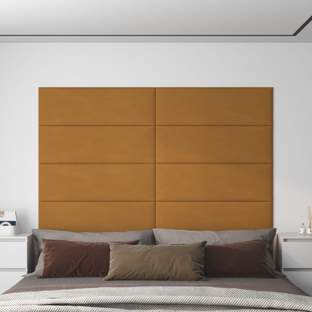 vidaXL Nástenné panely 12 ks hnedé 90x30 cm zamat 3,24 m²