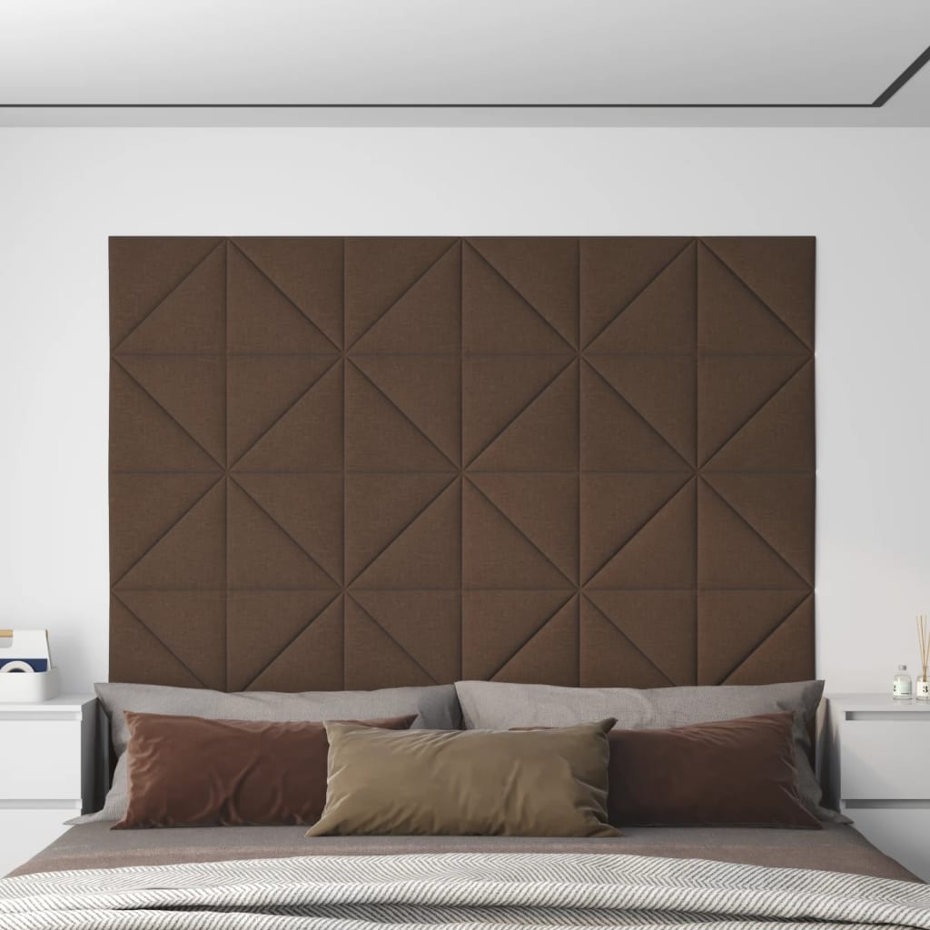 vidaXL Nástenné panely 12 ks hnedé 30x30 cm látkové 0,54 m²