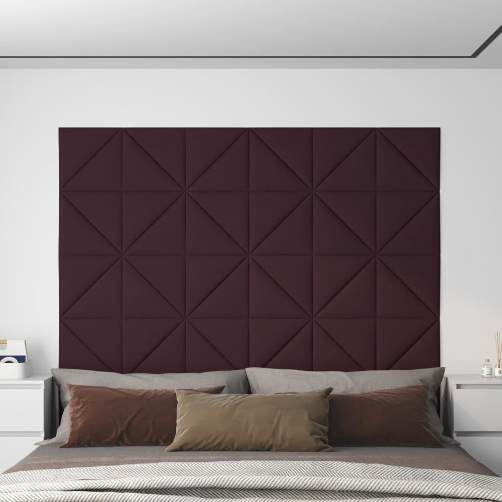 vidaXL Nástenné panely 12 ks fialové 30x30 cm látkové 0,54 m²