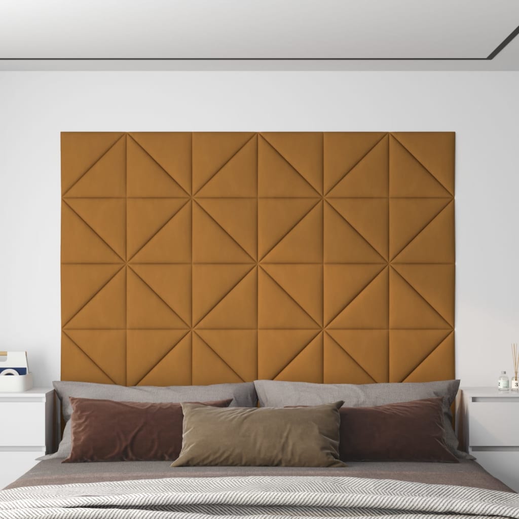 vidaXL Nástenné panely 12 ks hnedé 30x30 cm zamatové 0,54 m²