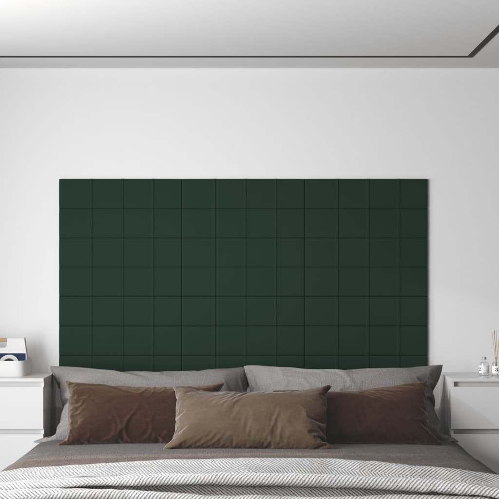 vidaXL Nástenné panely 12 ks tmavozelené 60x15 cm látkové 1,08 m²