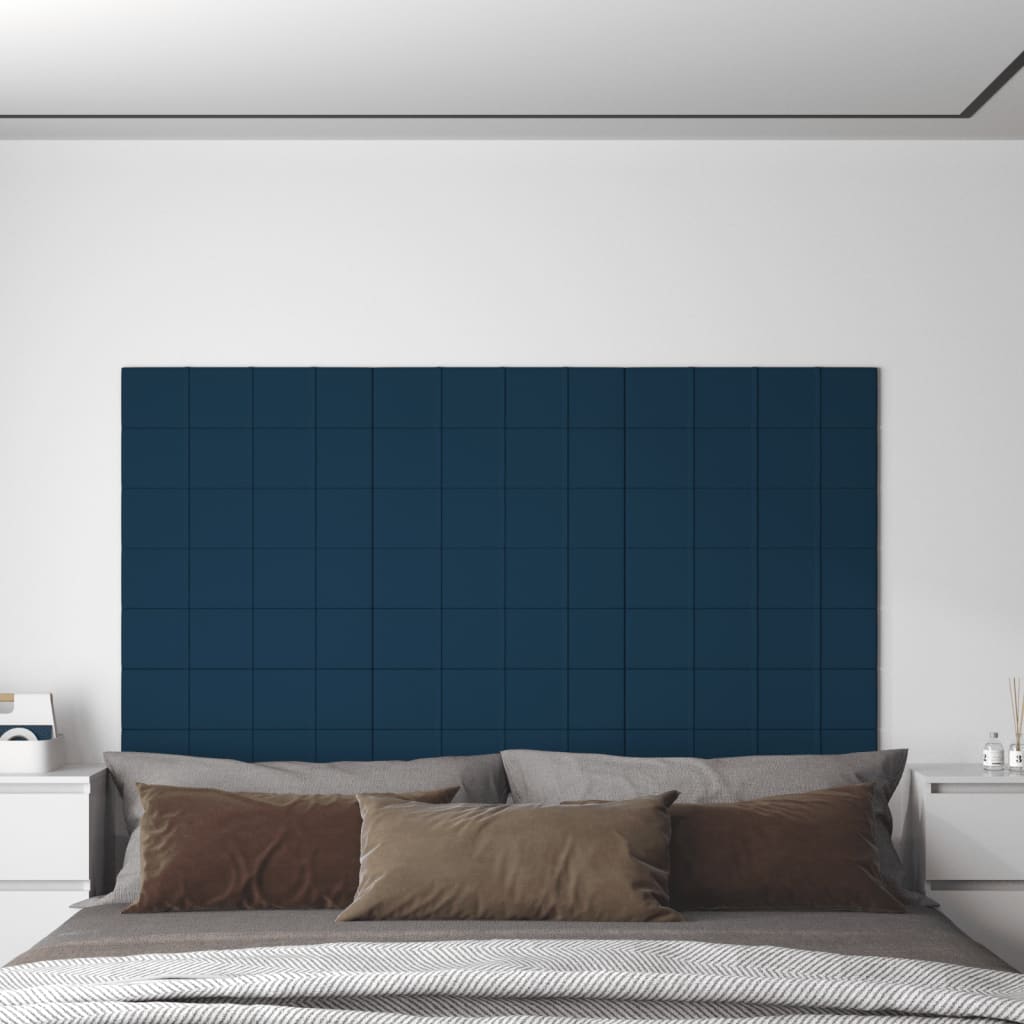 vidaXL Nástenné panely 12 ks modré 60x15 cm zamat 1,08 m²
