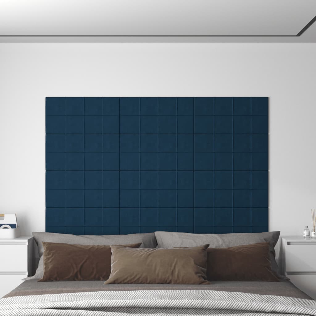 vidaXL Nástenné panely 12 ks modré 60x30 cm zamat 2,16 m²