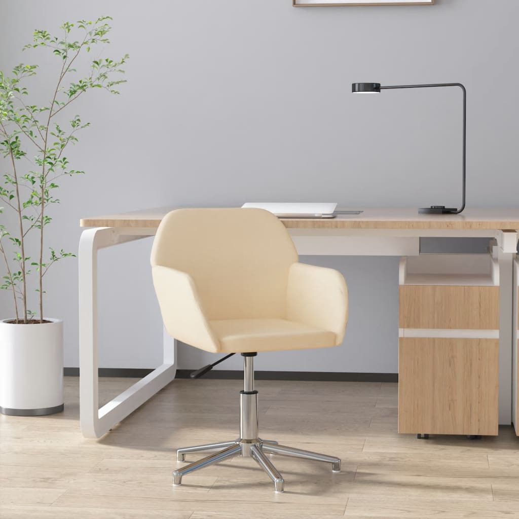 vidaXL Otočná kancelárska stolička krémová látková