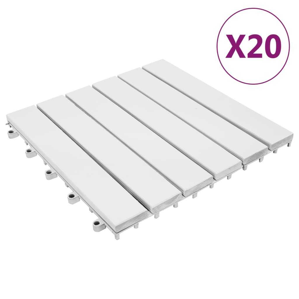 vidaXL Podlahové dlaždice 20 ks biele 30x30 cm masívne akáciové drevo