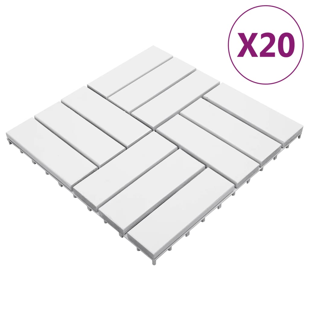 vidaXL Podlahové dlaždice 20 ks biele 30x30 cm masívne akáciové drevo