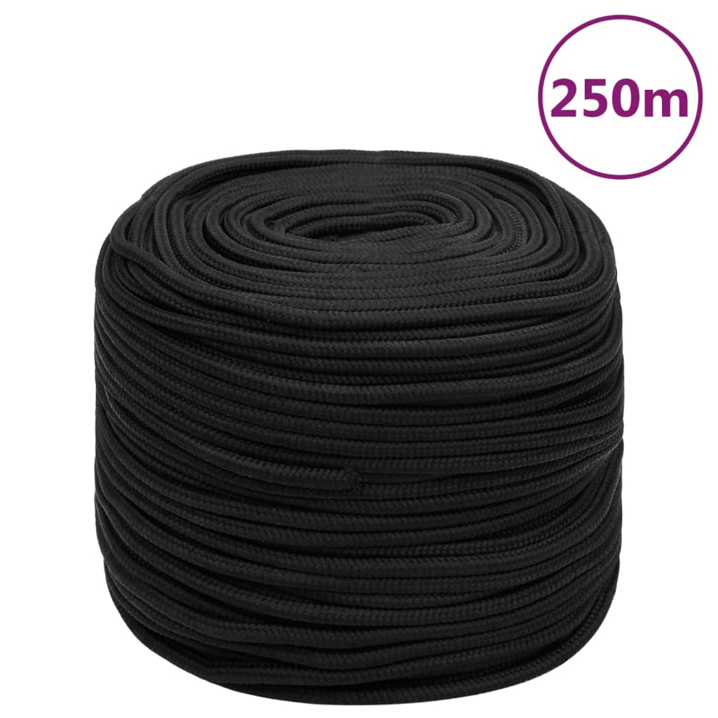 vidaXL Lodné lano čierne 8 mm 250 m polypropylén