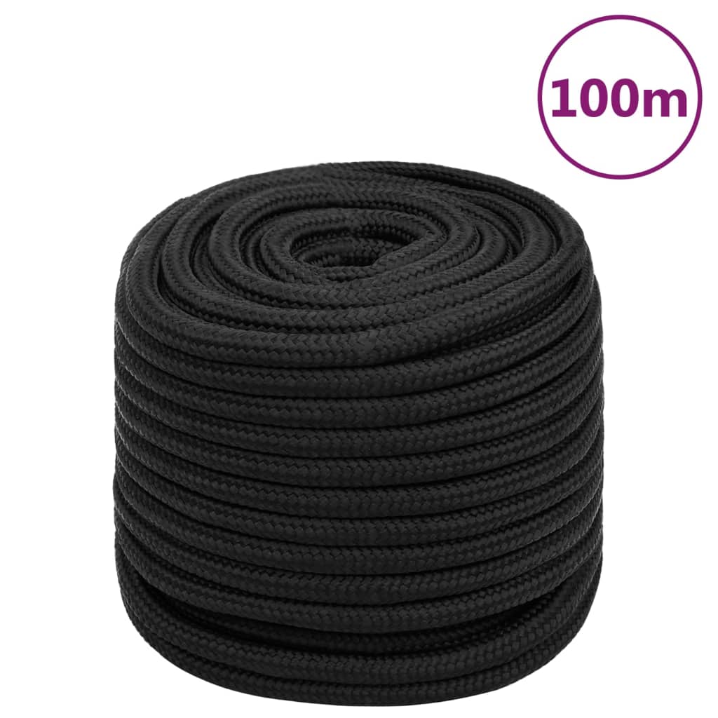vidaXL Lodné lano čierne 16 mm 100 m polypropylén