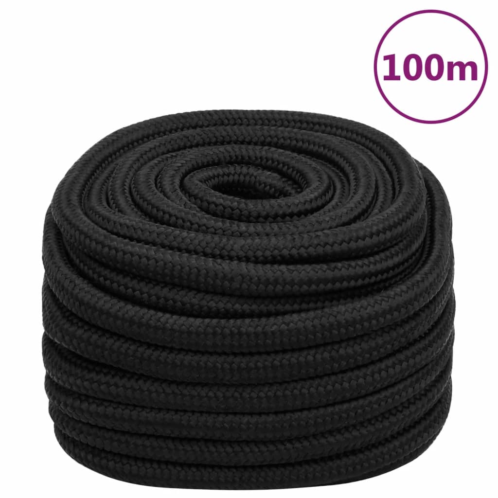 vidaXL Lodné lano čierne 20 mm 100 m polypropylén
