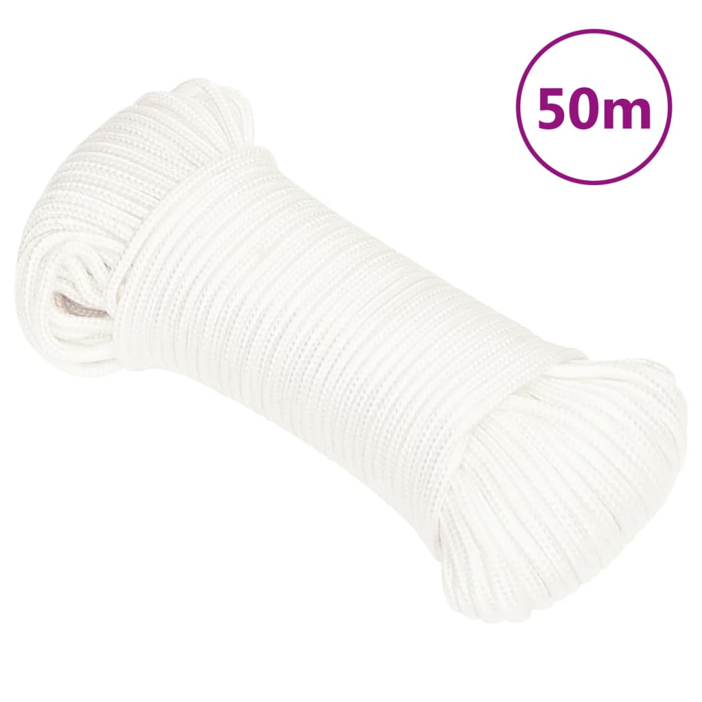 vidaXL Lodné lano biele 5 mm 50 m polypropylén