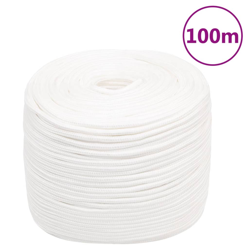vidaXL Lodné lano biele 8 mm 100 m polypropylén