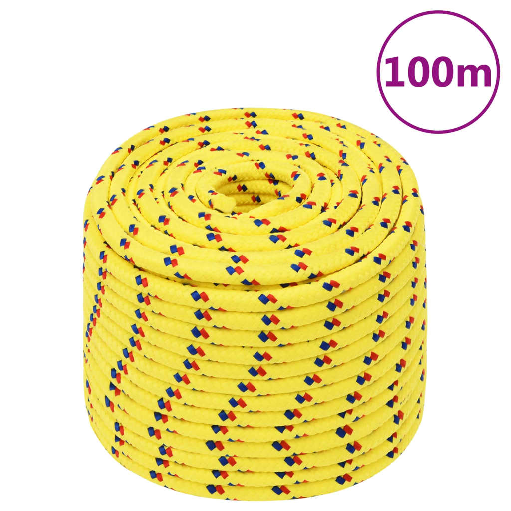 vidaXL Lodné lano žlté 12 mm 100 m polypropylén