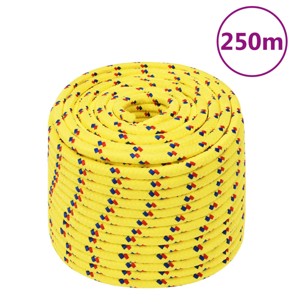 vidaXL Lodné lano žlté 12 mm 250 m polypropylén