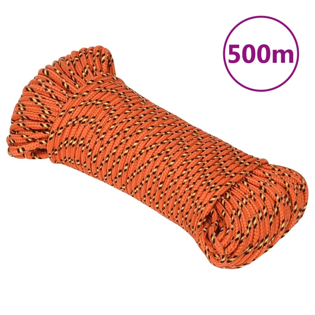 vidaXL Lodné lano oranžové 4 mm 500 m polypropylén