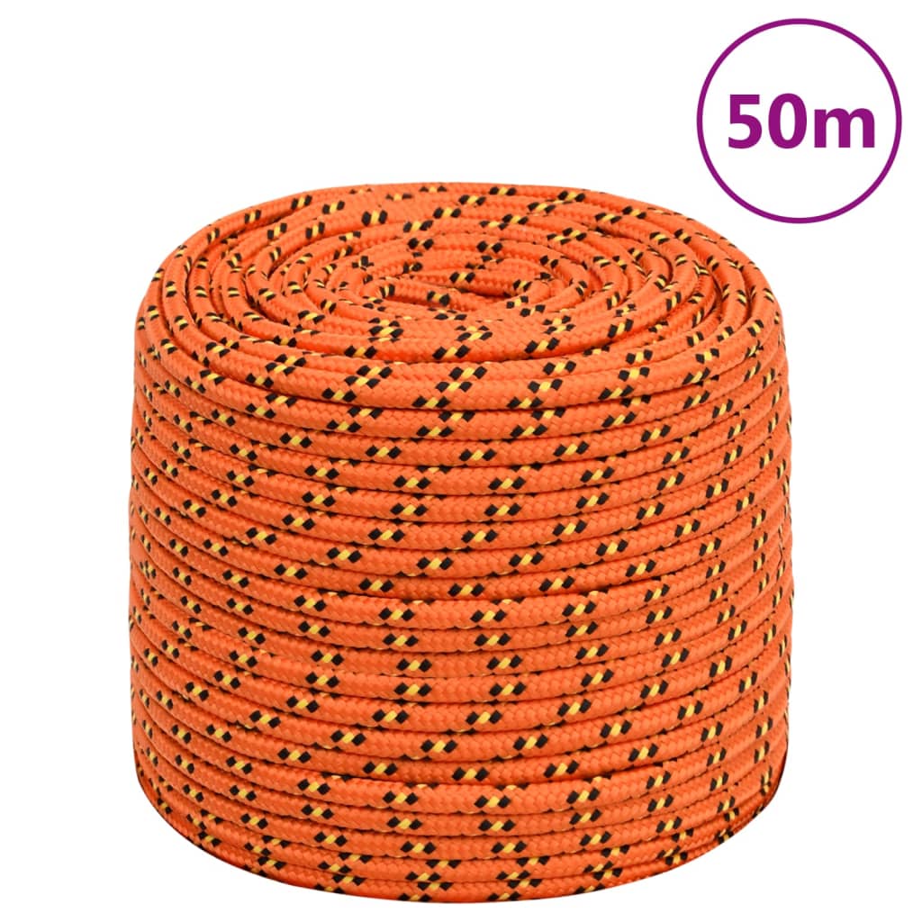 vidaXL Lodné lano oranžové 8 mm 50 m polypropylén