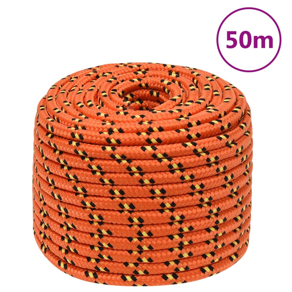 vidaXL Lodné lano oranžové 12 mm 50 m polypropylén