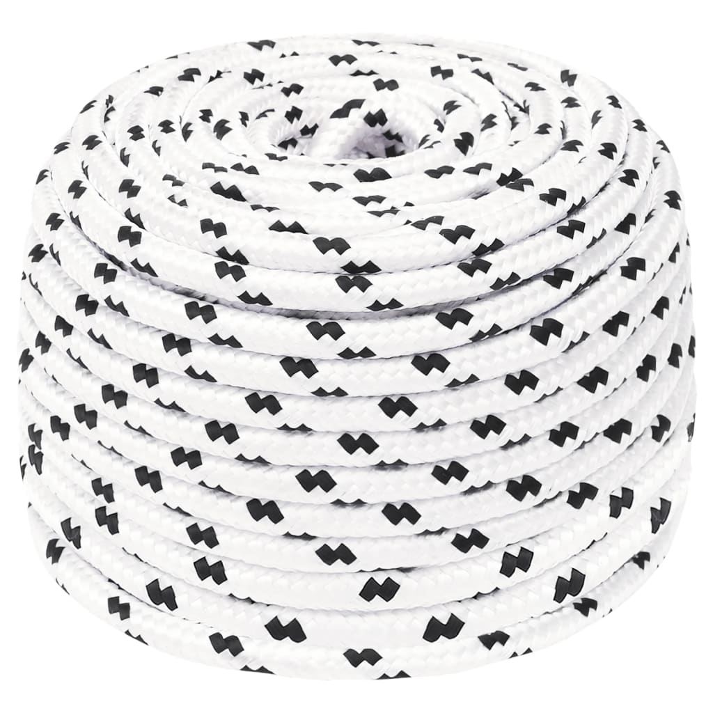 vidaXL Pletené lodné lano biele 8 mm x 100 m polyester