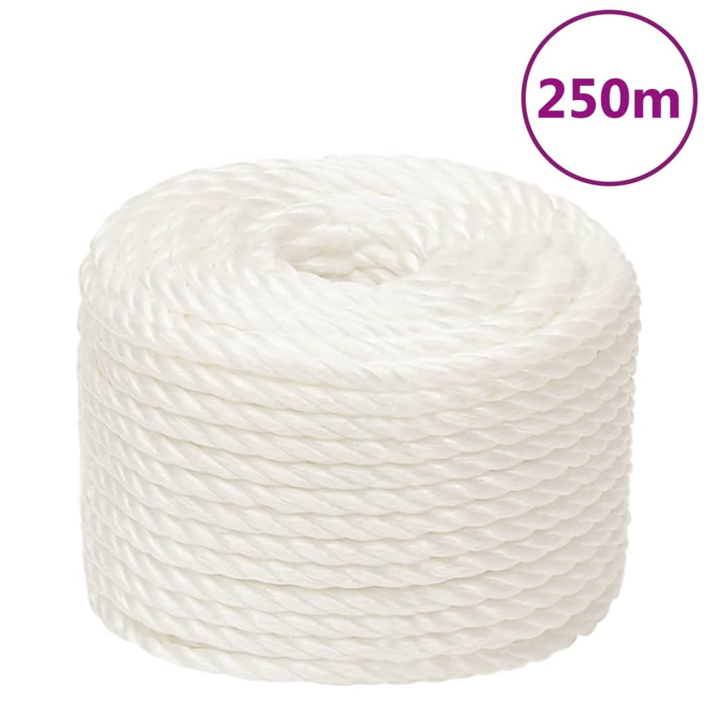 vidaXL Pracovné lano biele 10 mm 250 m polypropylén