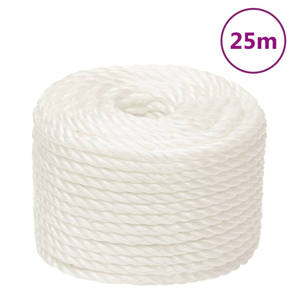 vidaXL Pracovné lano biele 12 mm 25 m polypropylén