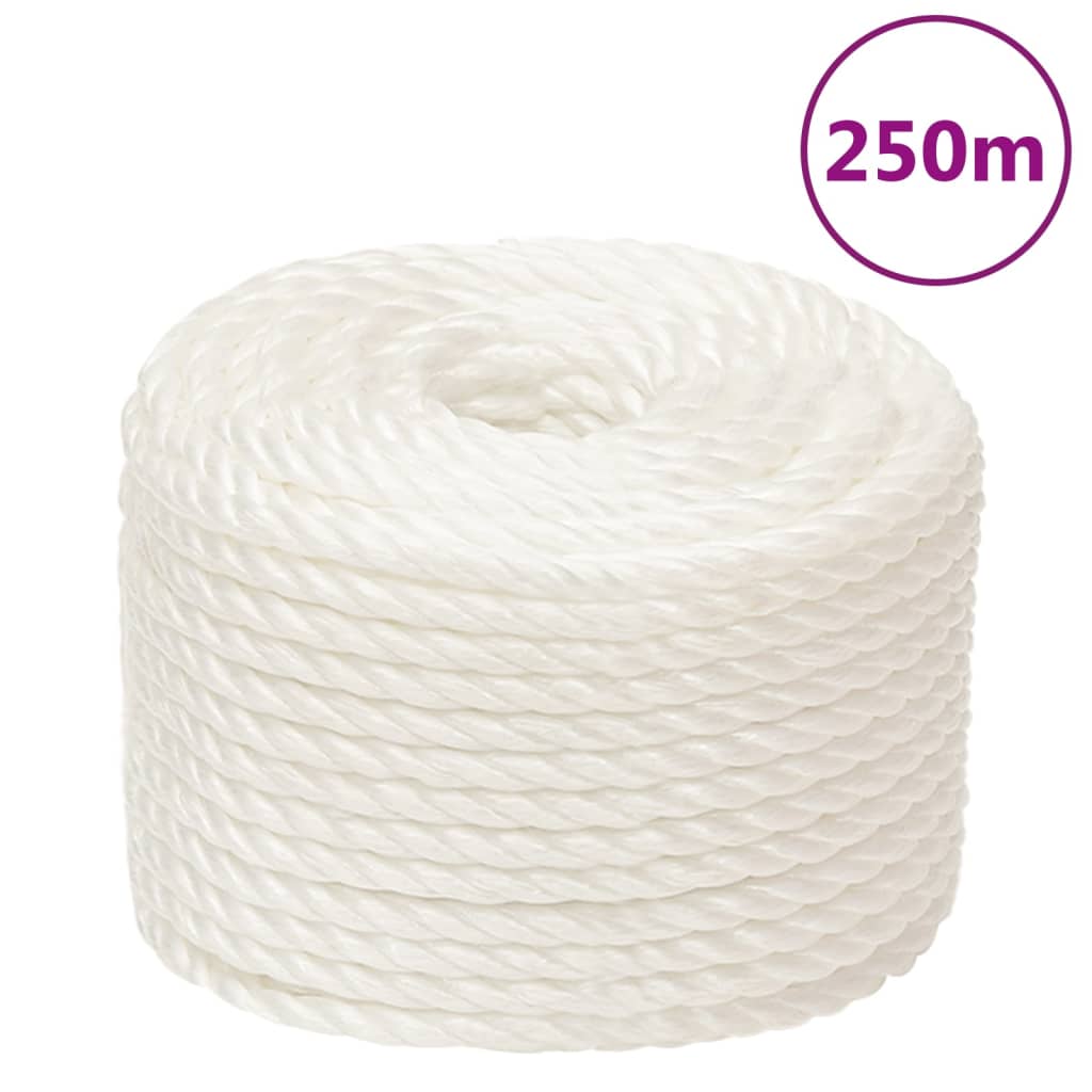 vidaXL Pracovné lano biele 14 mm 250 m polypropylén