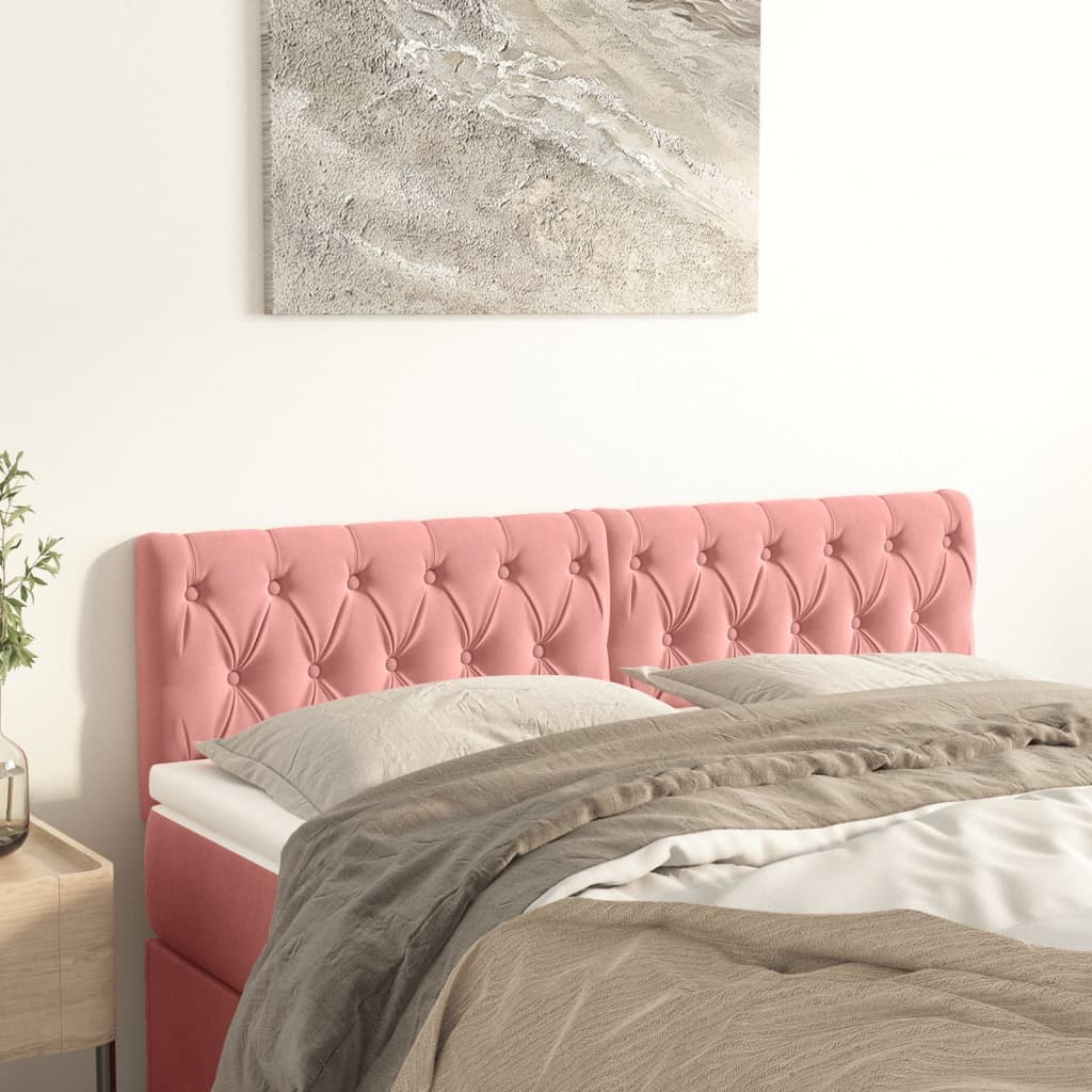 vidaXL Čelá postele 2 ks ružové 80x7x78/88 cm zamat