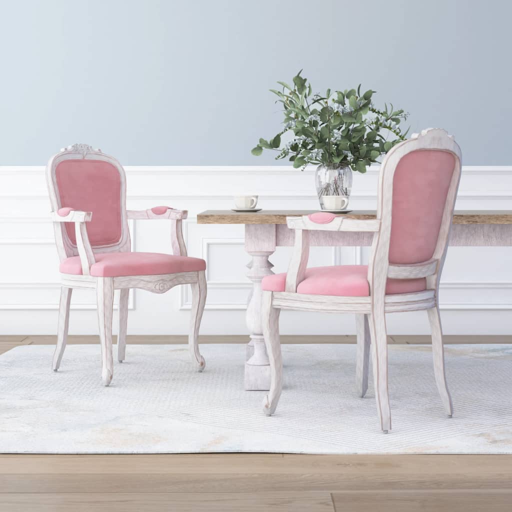 vidaXL Jedálenské stoličky 2 ks ružové 62x59,5x100,5 cm zamat