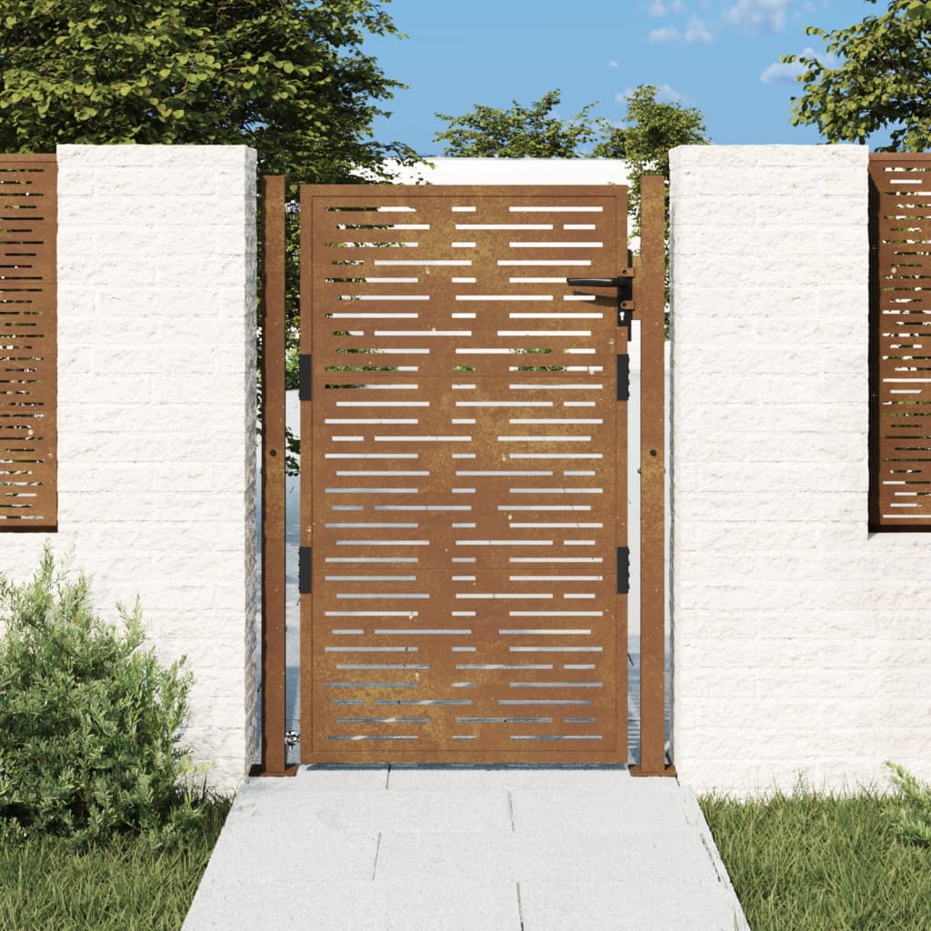 vidaXL Záhradná brána 105x155 cm kortenová oceľ dizajn štvorca