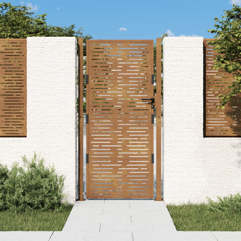 vidaXL Záhradná brána 105x180 cm kortenová oceľ dizajn štvorca