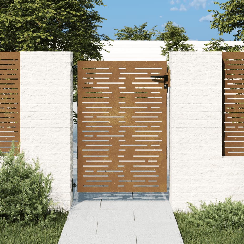 vidaXL Záhradná brána 85x150 cm kortenová oceľ dizajn štvorca