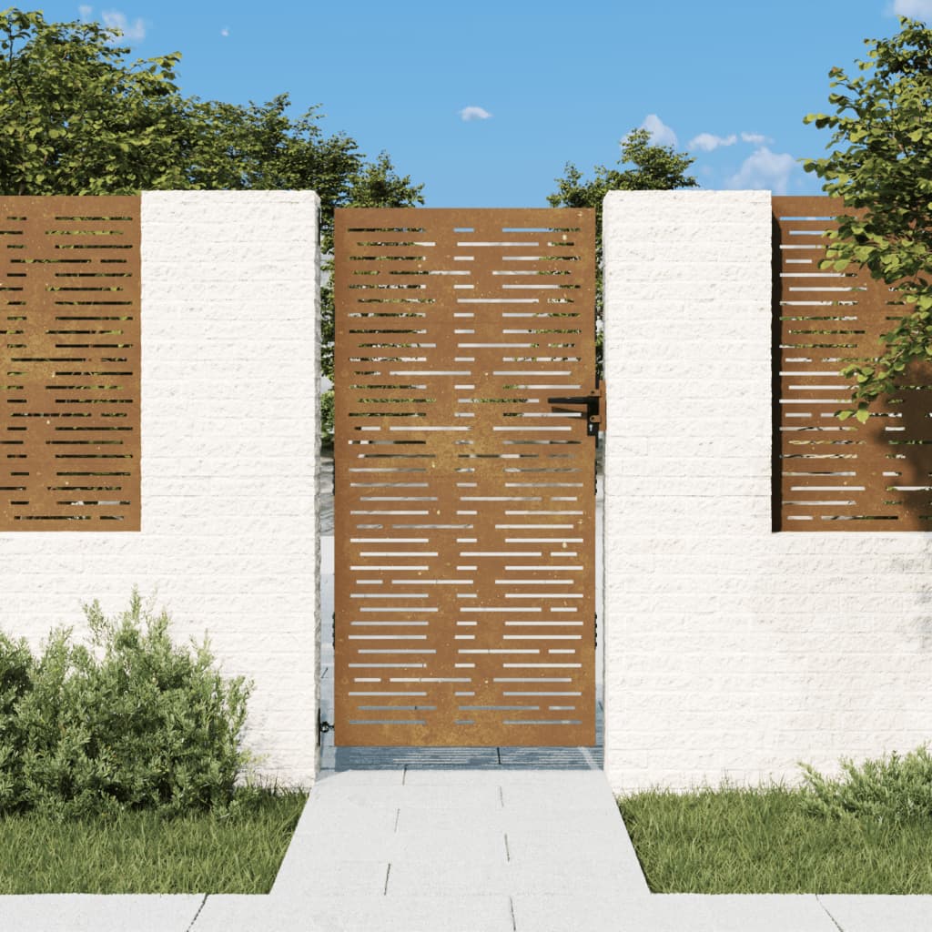 vidaXL Záhradná brána 85x175 cm kortenová oceľ dizajn štvorca