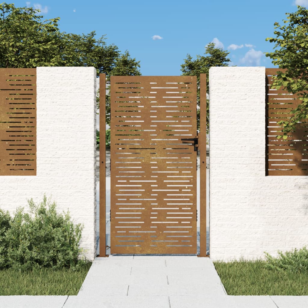 vidaXL Záhradná brána 105x205 cm kortenová oceľ dizajn štvorca