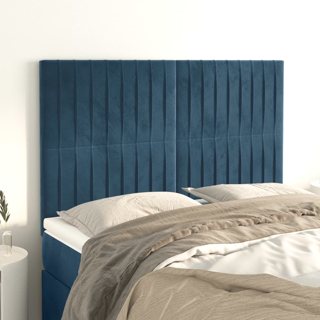 vidaXL Čelá postele 4 ks modré 72x5x78/88 cm zamat