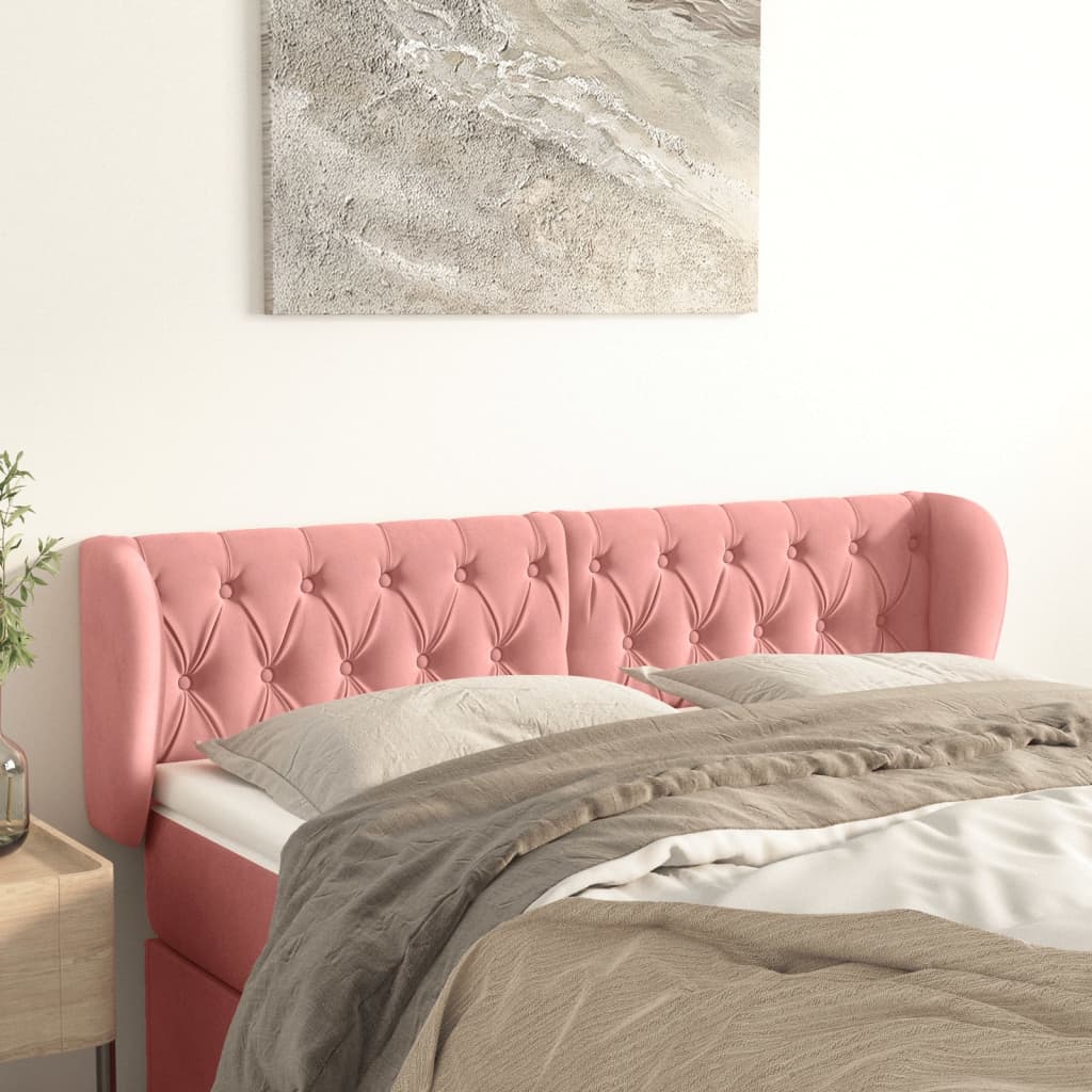 vidaXL Čelo postele so záhybmi ružový 163x23x78/88 cm zamat
