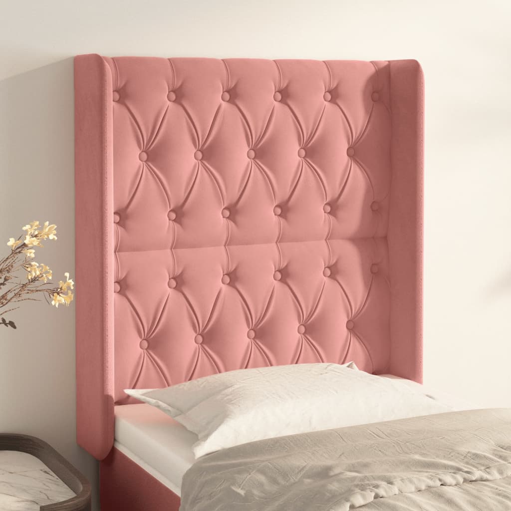vidaXL Čelo postele so záhybmi ružový 83x16x118/128 cm zamat