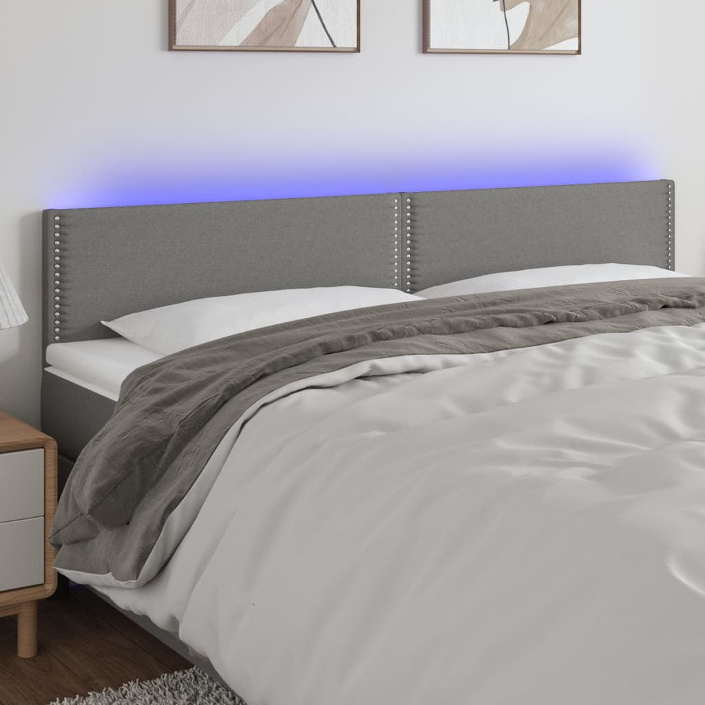 vidaXL Čelo postele s LED tmavosivé 180x5x78/88 cm látka